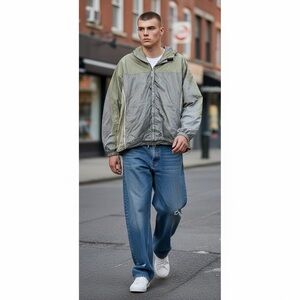 Stearns DryWear Jacket: Vintage green charcoal waterproof Gorpcore, Medium Rain